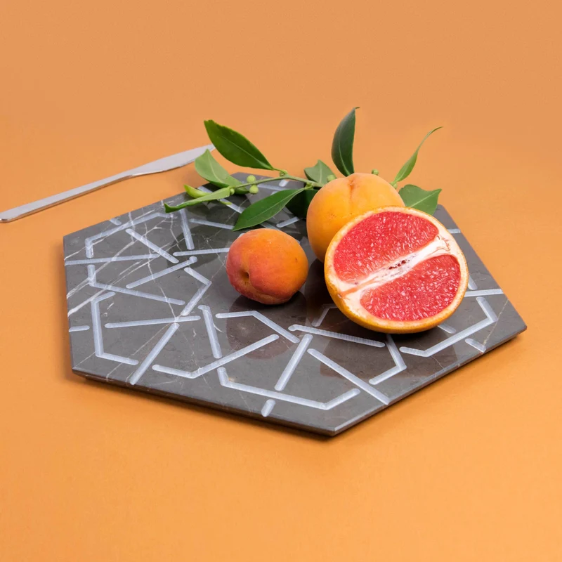 Marble Hexagonal Charger Plate PALATINA by Gabriele D'Angelo