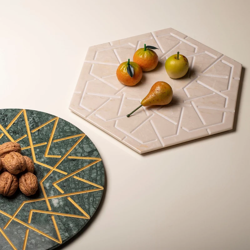 Marble Hexagonal Charger Plate PALATINA by Gabriele D'Angelo