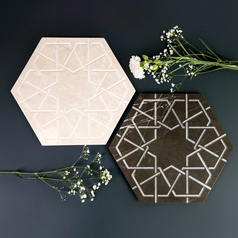 Marble Hexagonal Charger Plate PALATINA by Gabriele D'Angelo