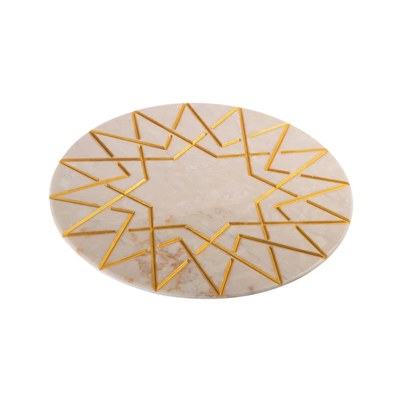 Marble and Gold Round Charger Plate PALATINA by Gabriele D'Angelo