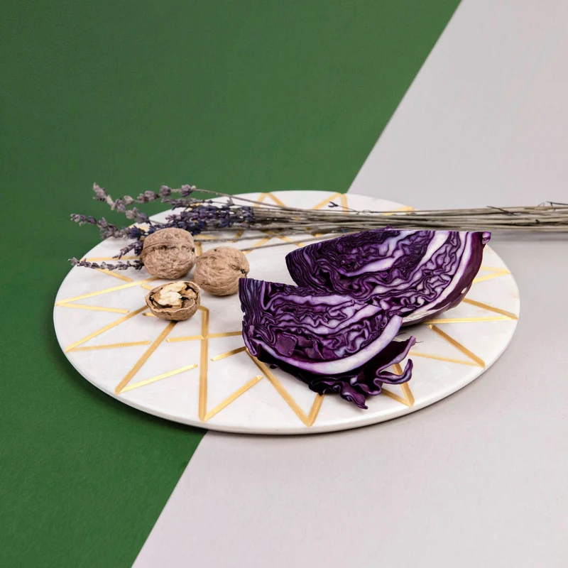 Marble and Gold Round Charger Plate PALATINA by Gabriele D'Angelo