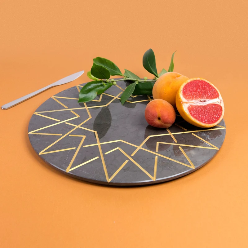 Marble and Gold Round Charger Plate PALATINA by Gabriele D'Angelo
