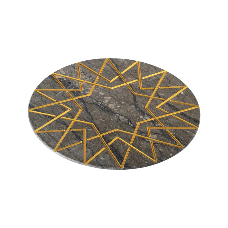 Marble and Gold Round Charger Plate PALATINA by Gabriele D'Angelo