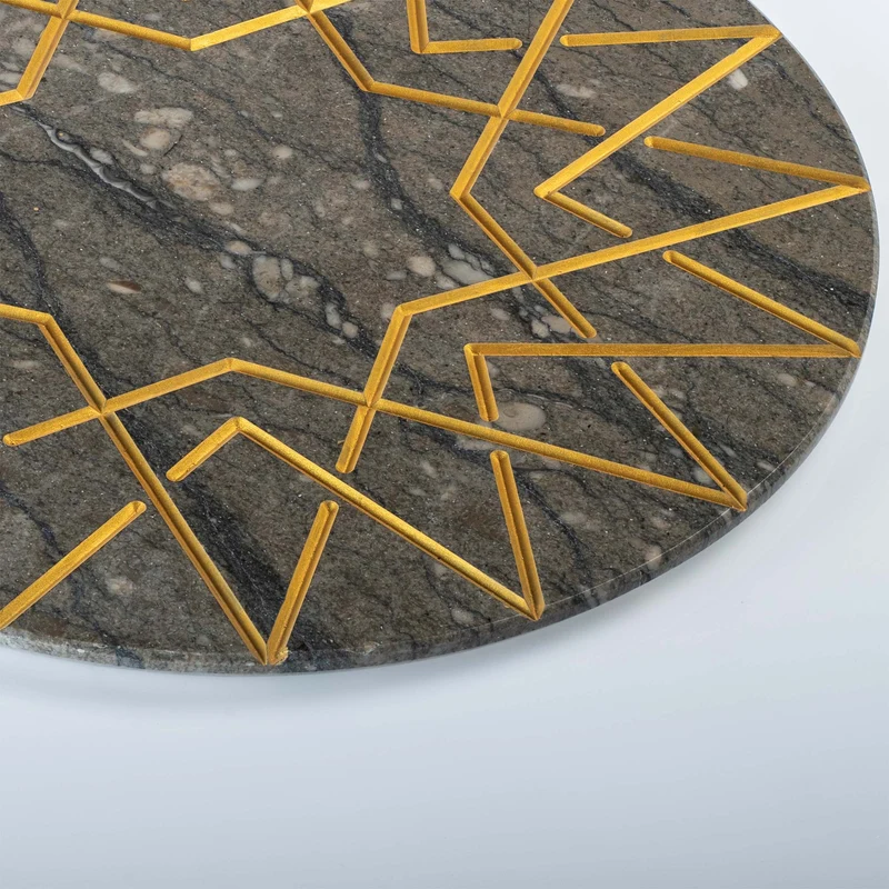 Marble and Gold Round Charger Plate PALATINA by Gabriele D'Angelo