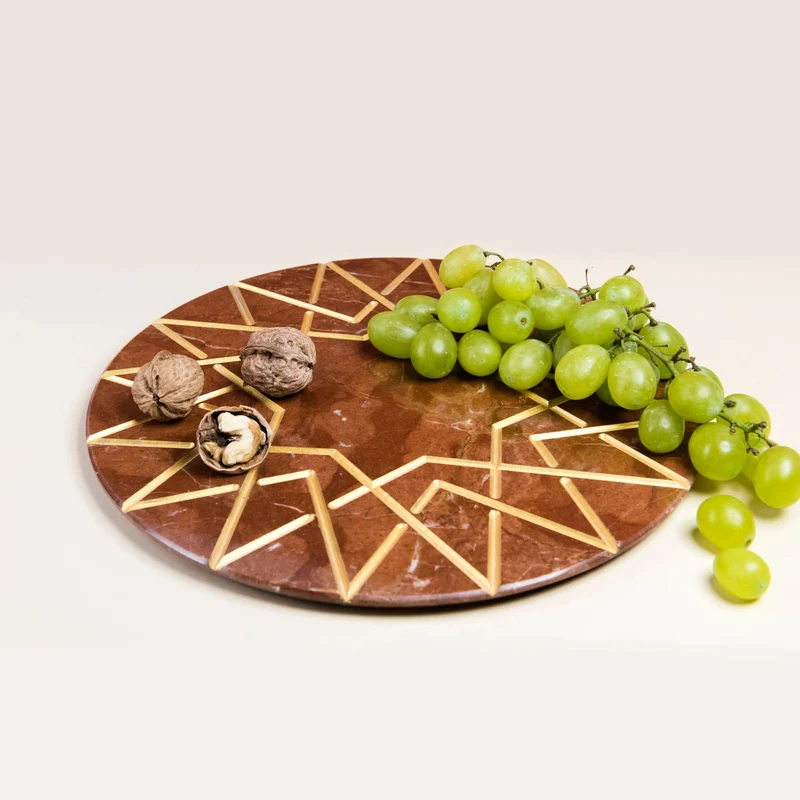 Marble and Gold Round Charger Plate PALATINA by Gabriele D'Angelo