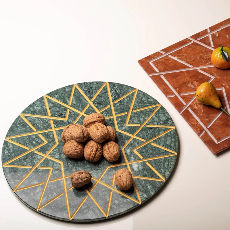 Marble and Gold Round Charger Plate PALATINA by Gabriele D'Angelo