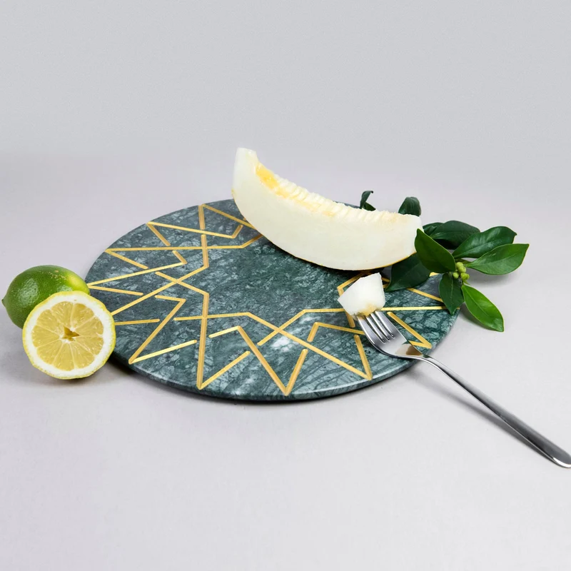 Marble and Gold Round Charger Plate PALATINA by Gabriele D'Angelo