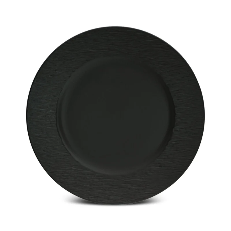Karaca Solem Embossed 18-teiliges Steinzeug-Tafelservice für 6 Personen, Schwarz