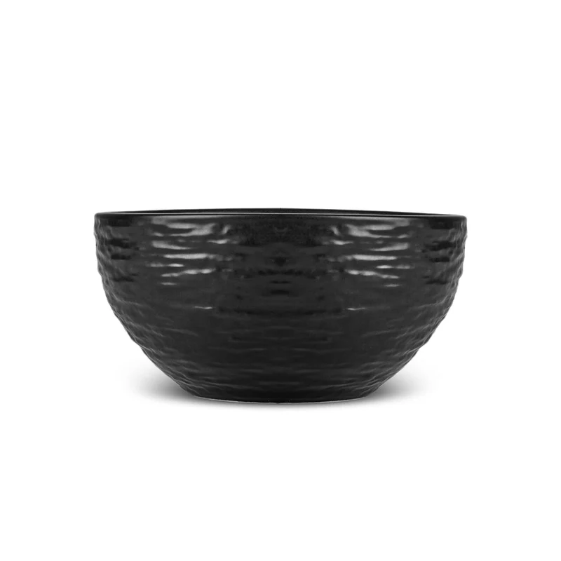 Karaca Solem Embossed 18-teiliges Steinzeug-Tafelservice für 6 Personen, Schwarz