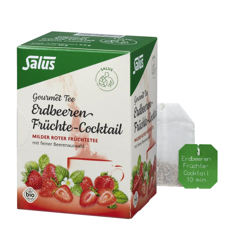 Salus Gourmet Erdbeeren Früchte-Cocktail, Früchtetee Bio 15 Filterbeutel