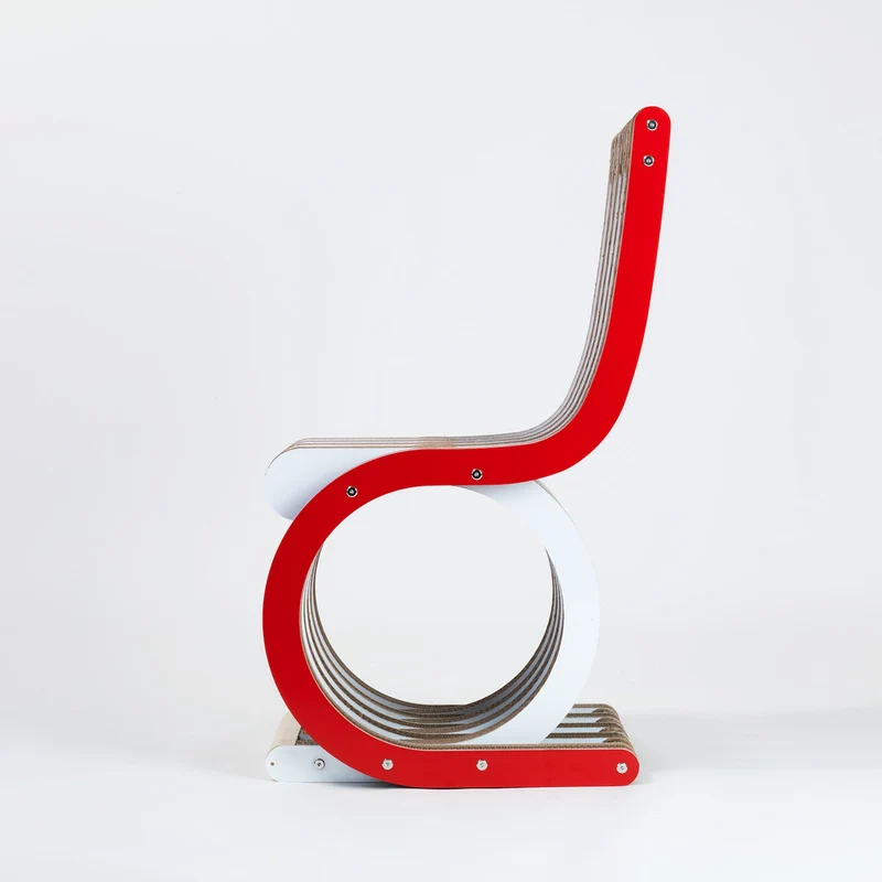 Cardboard Chair TWIST Lacquered Red
