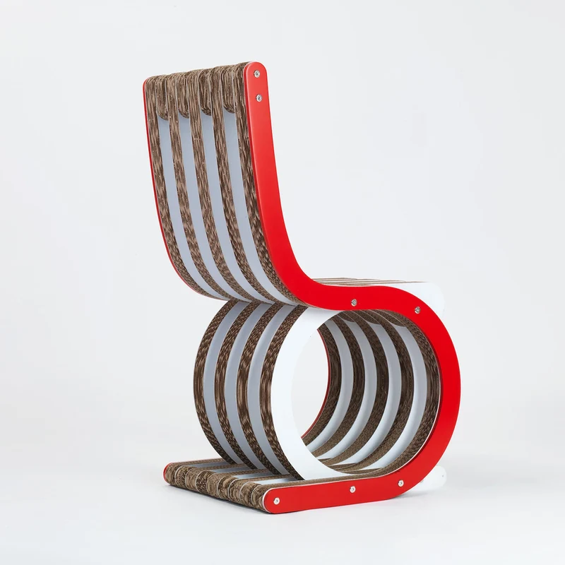 Cardboard Chair TWIST Lacquered Red
