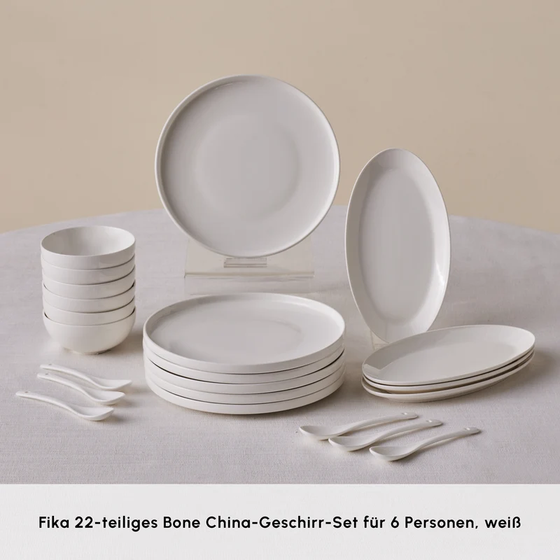 Forever Bone Fika 22-Teiliges - 6-Personen Frühstücksset
