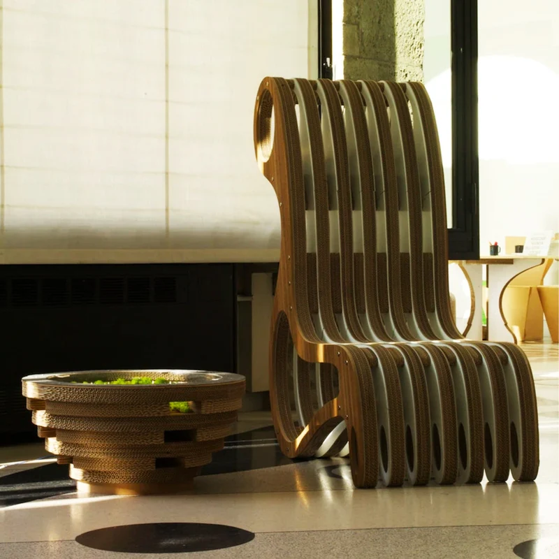 Cardboard and Wood Coffee Table TAPPO CON LICHENI XL