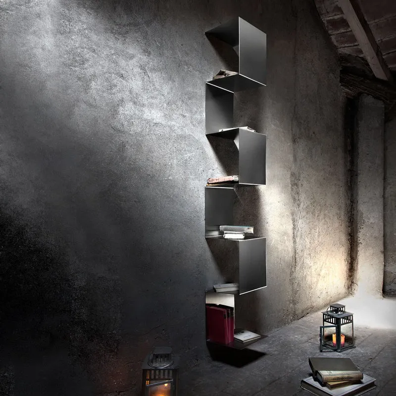 Steel Bookcase SEGMENTO INOX 180 by C. Cangia and G. Mazzardi