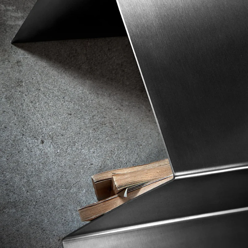 Steel Bookcase SEGMENTO INOX 180 by C. Cangia and G. Mazzardi