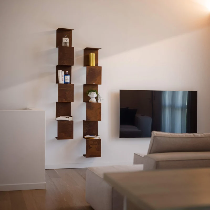 Corten Steel Bookcase SEGMENTO CORTEN 180 by C. Cangia and G. Mazzardi