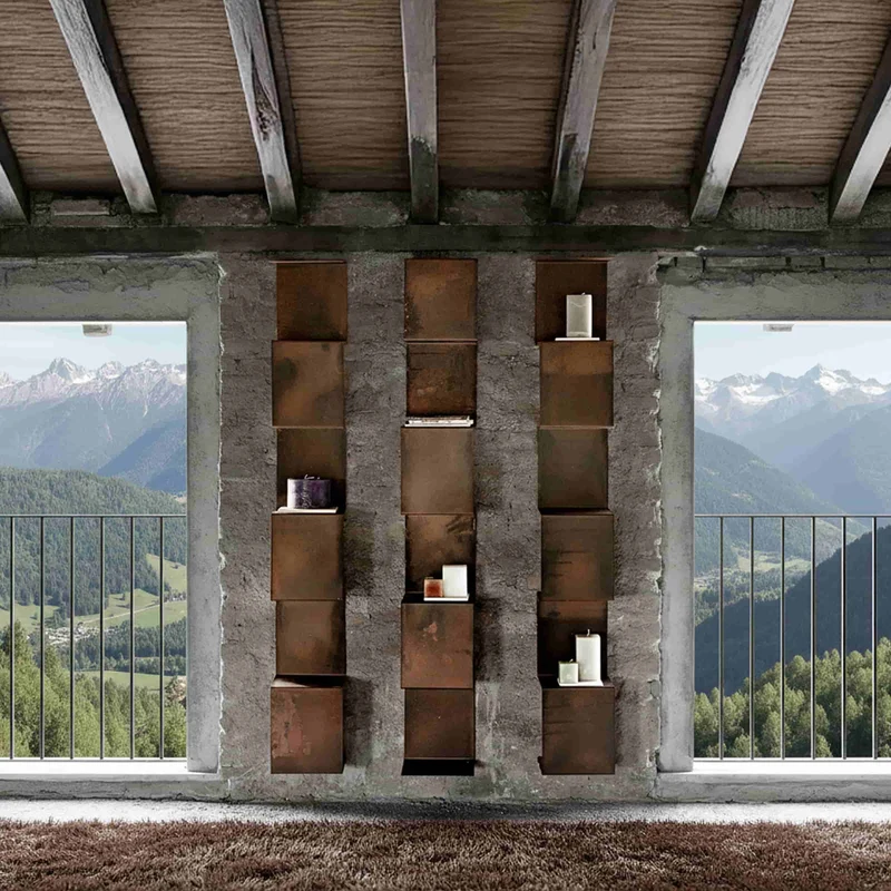 Corten Steel Bookcase SEGMENTO CORTEN 180 by C. Cangia and G. Mazzardi