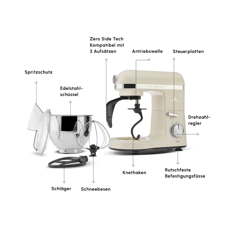 Karaca Mastermaıd Chef Pro Doppelarm Standmixer Soft Cream, 5L, 1500W