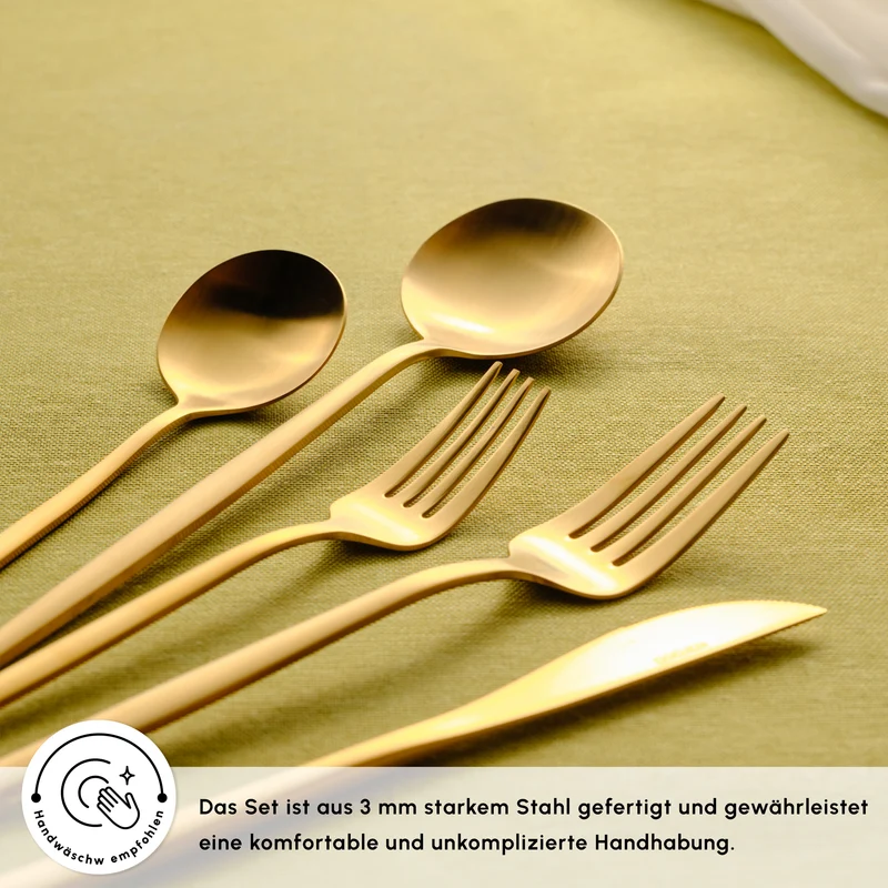 Karaca Orion Mattgold 30-teiliges Besteckset für 6 Personen