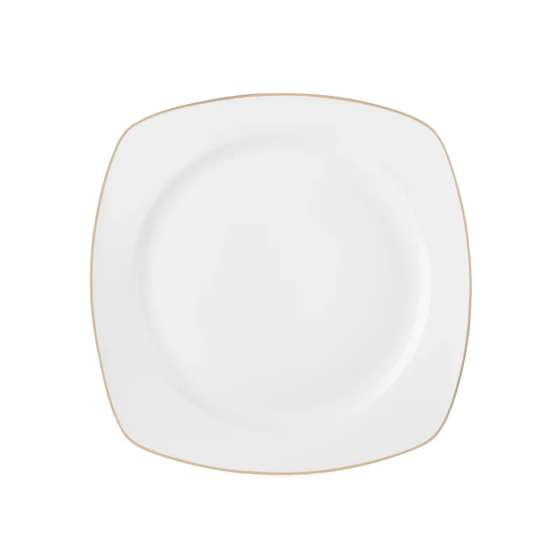 Karaca Timeless 59-teiliges Porzellan Halb-Quadratisches Dinner-Set für 12 Personen, Gold