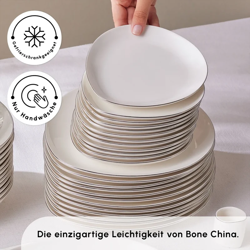 Karaca Red Carpet Collection Streamline Saki Platin 59-teiliges Geschirrset für 12 Personen