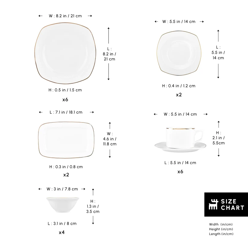 Karaca Elegance Bone Padoca 26-Teiliges 6-Personen Frühstücksset Gold
