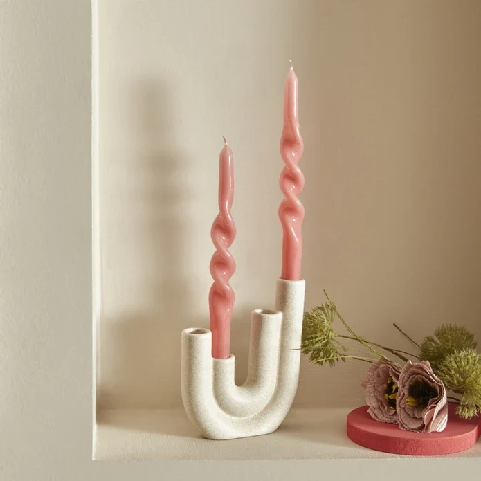 Karaca Home Spiralkerze rosa 2 teile