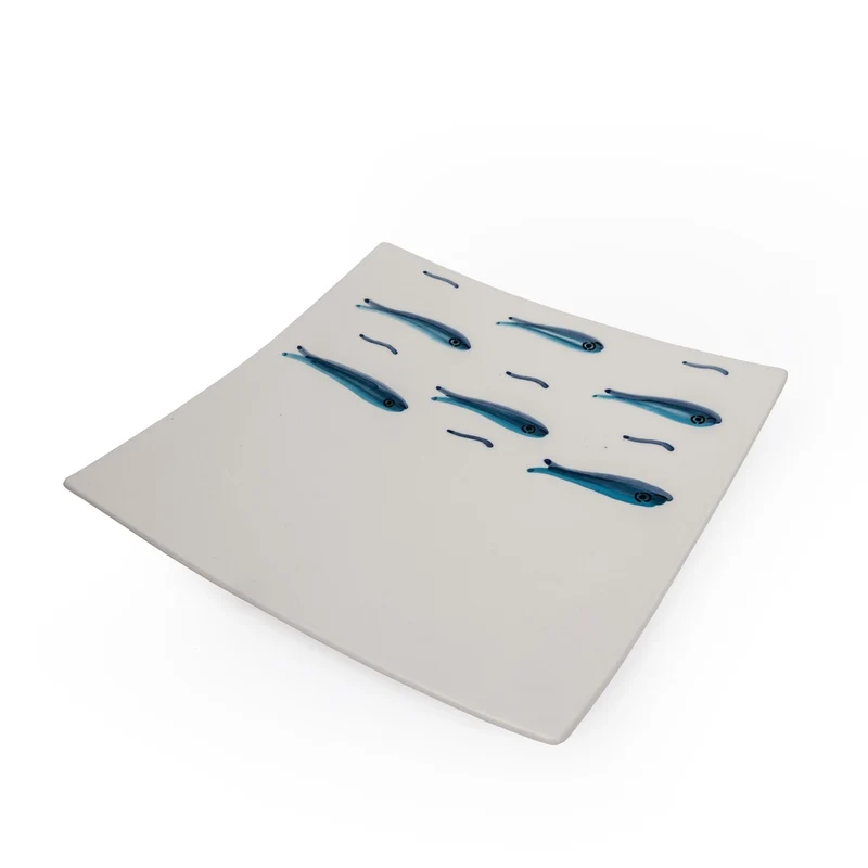 Ceramic Square Plate SARDINE by Improntabarre
