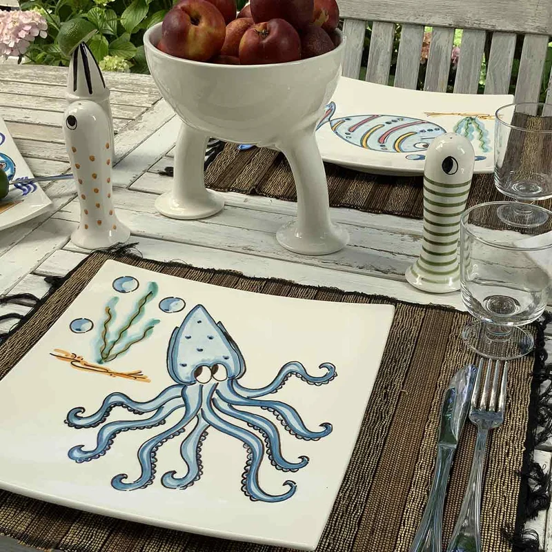 Square Ceramic Plate POLIPO by Improntabarre