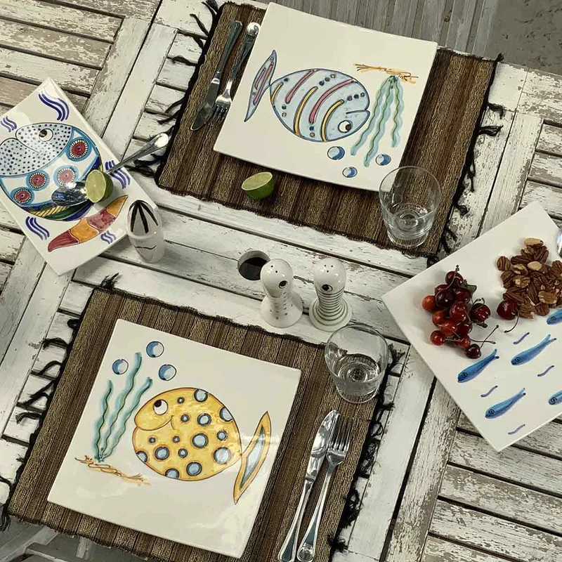 Square Ceramic Plate PALLA by Improntabarre