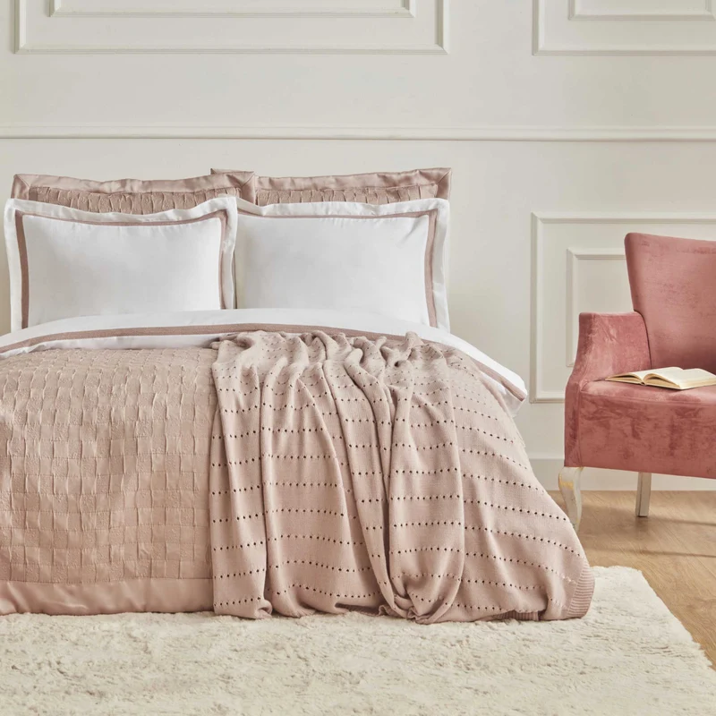 Karaca Home White Collection Braut Carina 80 Fäden 100% Baumwolle 8-teiliges Hochzeitsset Puder