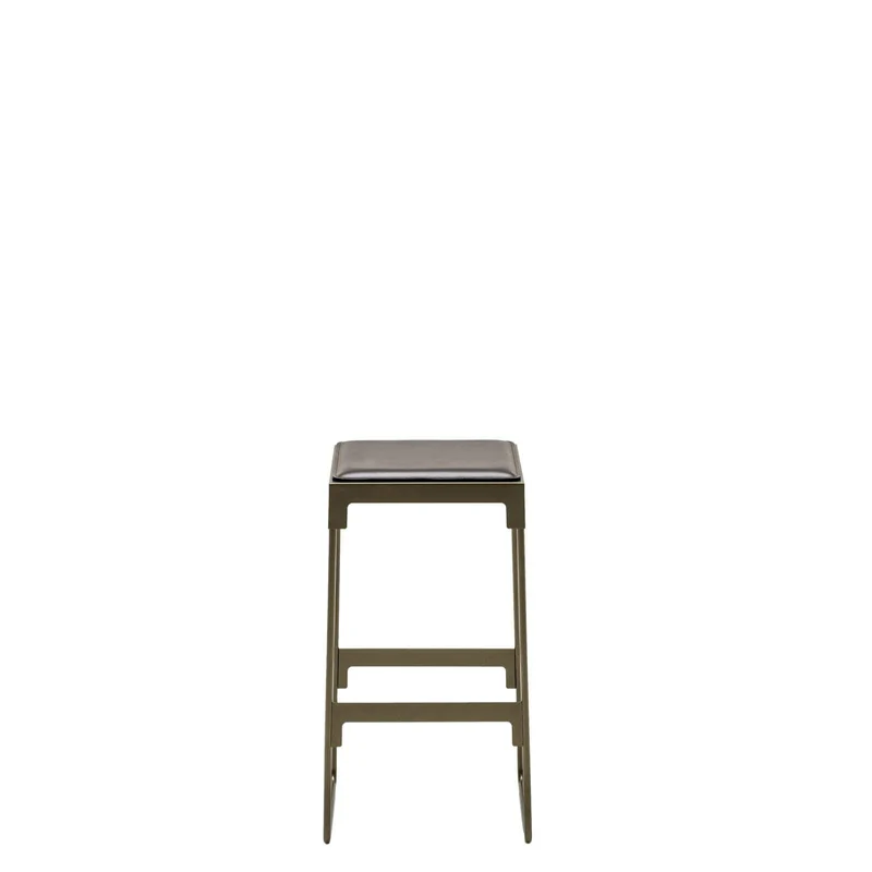 Steel and Leather Low Stool MINGX by Konstantin Grcic for Driade