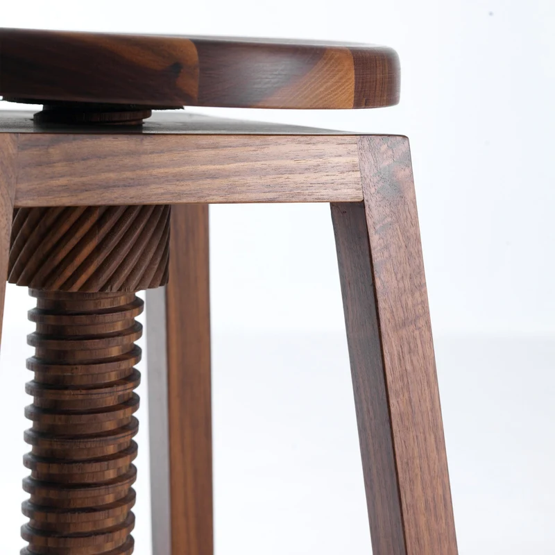 Walnut Wood Adjustable Stool INVITO High by Dale Italia