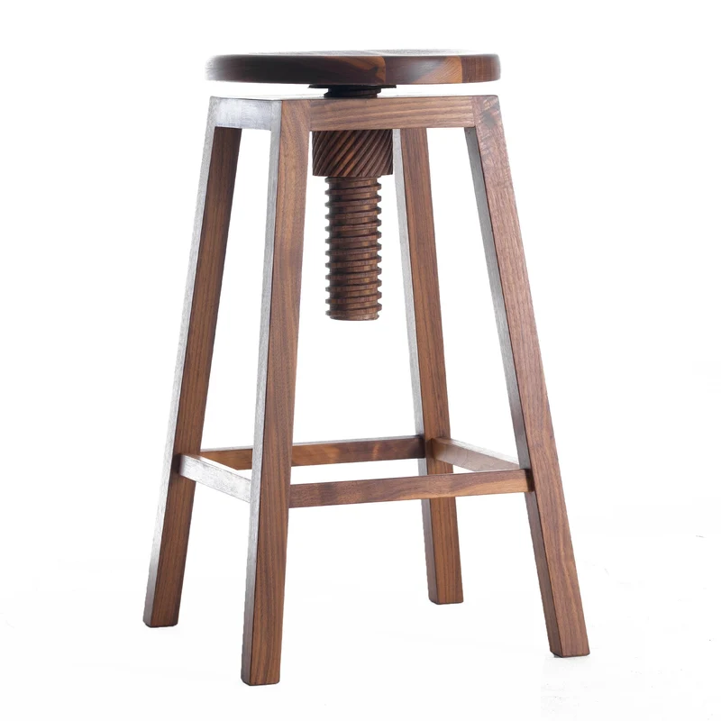 Walnut Wood Adjustable Stool INVITO High by Dale Italia