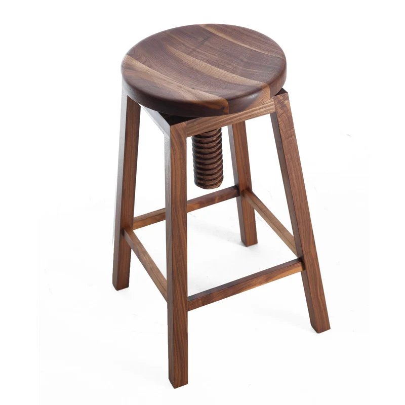 Walnut Wood Adjustable Stool INVITO High by Dale Italia