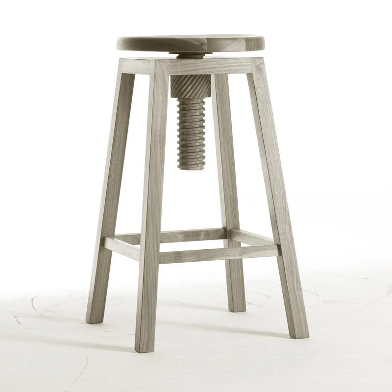 Walnut Wood Adjustable Stool INVITO High by Dale Italia