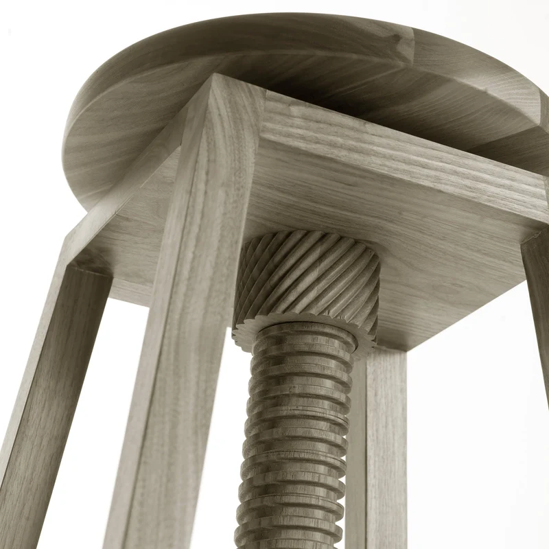 Walnut Wood Adjustable Stool INVITO High by Dale Italia