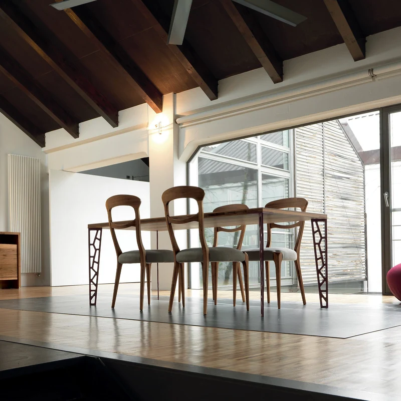 Natural Walnut Wood Chair CAPOTAVOLA by Dale Italia