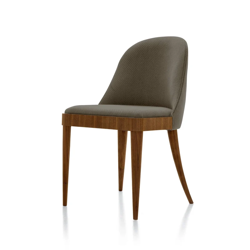 Natural Walnut Wood Upholstered Chair CORDIALE by Dale Italia