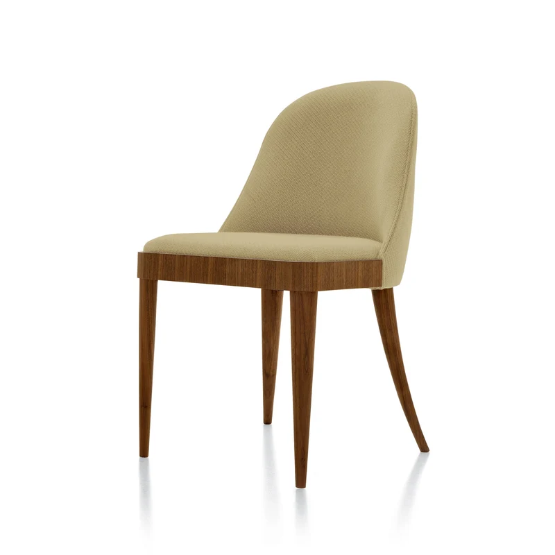 Natural Walnut Wood Upholstered Chair CORDIALE by Dale Italia