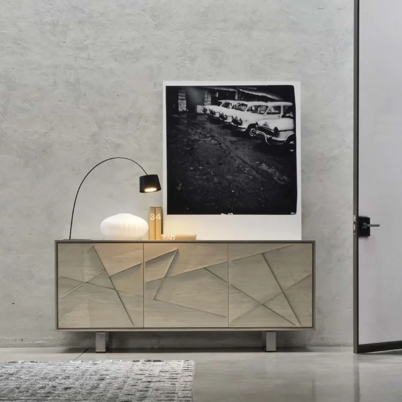 Grey Walnut Wood Sideboard MATERIA Geometria Doors by Dale Italia