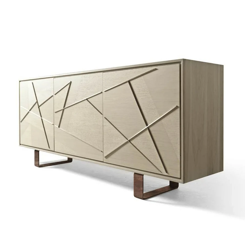 Grey Walnut Wood Sideboard MATERIA Geometria Doors by Dale Italia