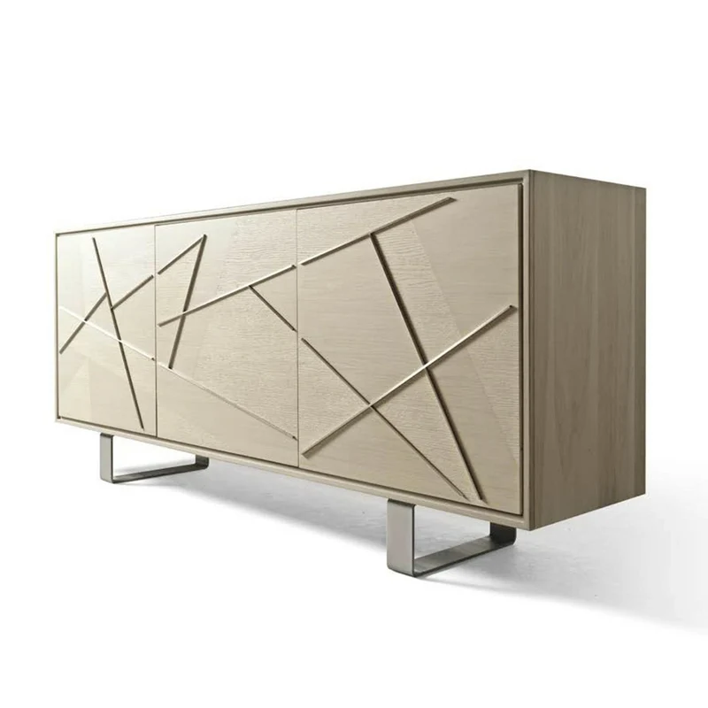 Grey Walnut Wood Sideboard MATERIA Geometria Doors by Dale Italia
