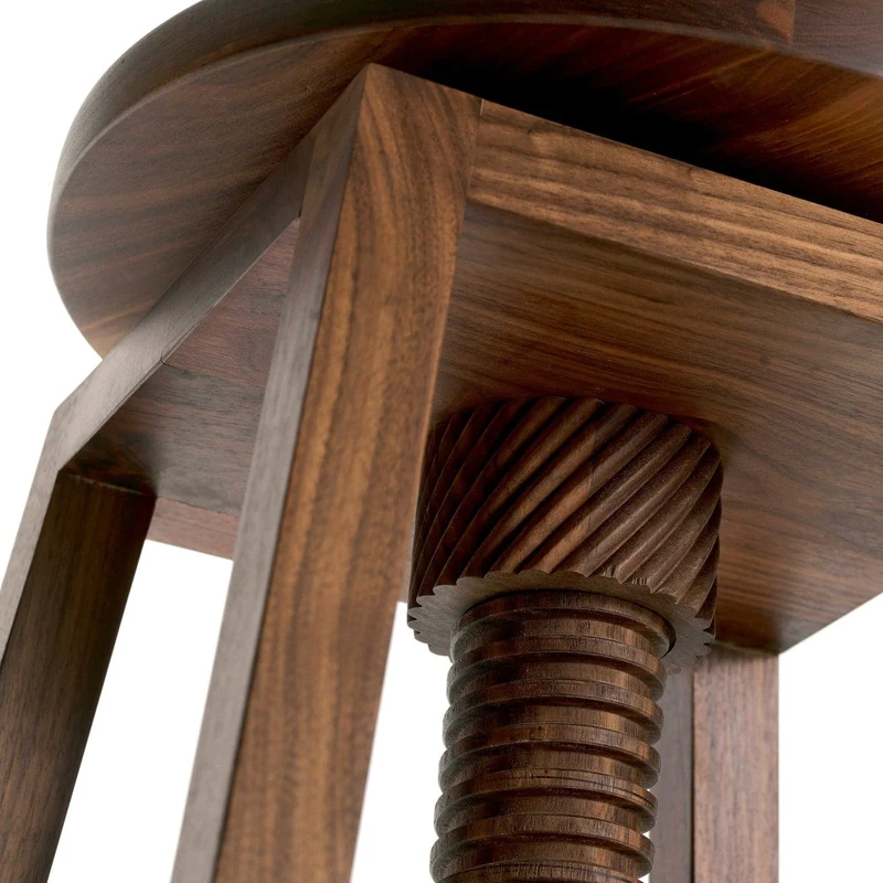 Walnut Wood Adjustable Stool INVITO Short by Dale Italia