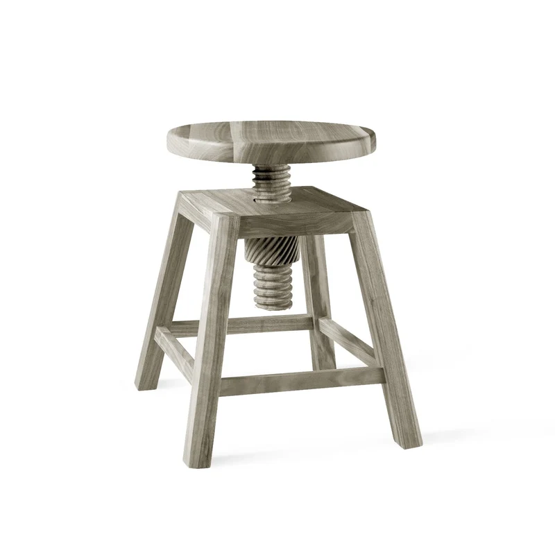 Walnut Wood Adjustable Stool INVITO Short by Dale Italia