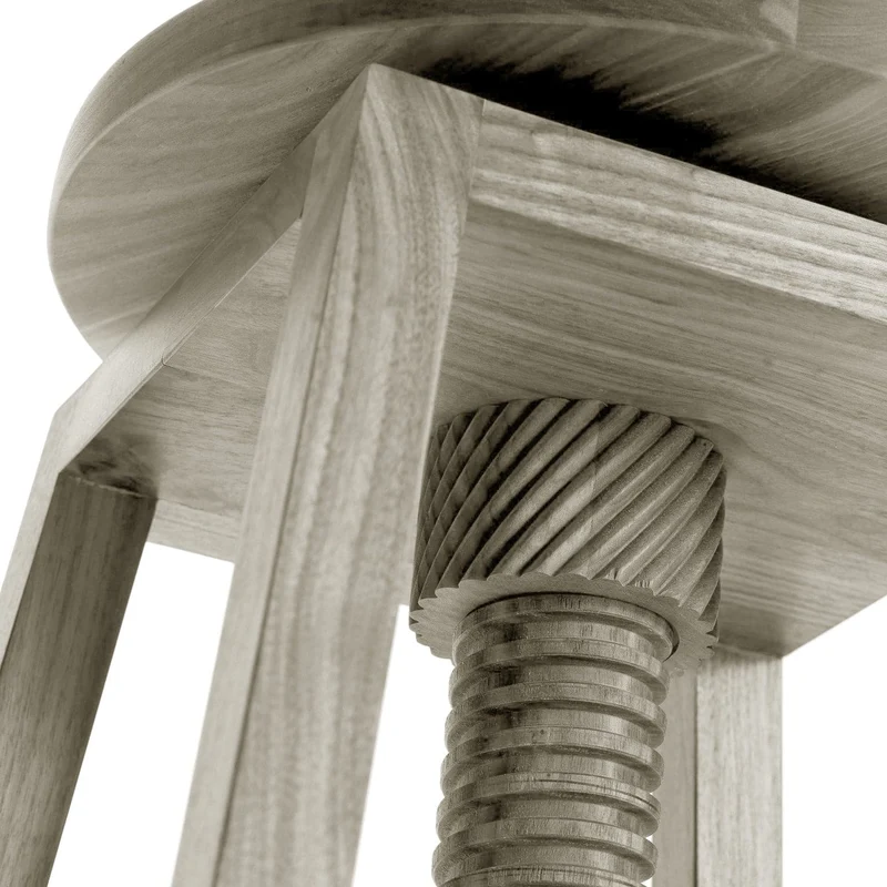 Walnut Wood Adjustable Stool INVITO Short by Dale Italia