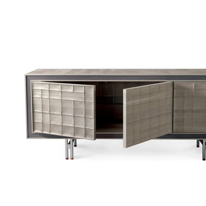Grey Walnut Wood Sideboard QUADRA Futura Doors by Dale Italia