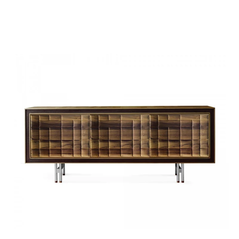 Walnut Wood Sideboard QUADRA Scacco Doors by Dale Italia