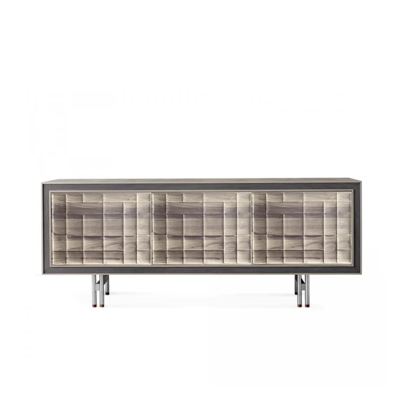 Grey Walnut Wood Sideboard QUADRA Futura Doors by Dale Italia